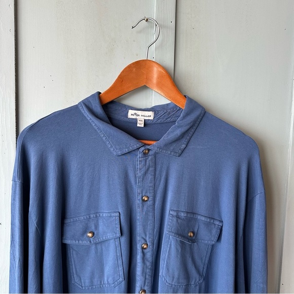 PETER MILLAR CROWN Blue Granite LAVA WASH JERSEY Men's Shirt XL - Picture 6 of 9